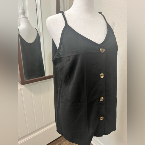 NWOT - BLENCOT Women's Button Down V Neck Strappy Tank Top - Picture 3 of 7
